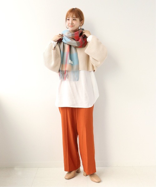 Simplicite（サンプリシテ）の「チェックストール◆（マフラー・レディース・ベージュ/ネイビー/ブラウン・FREE）」の4枚目の写真