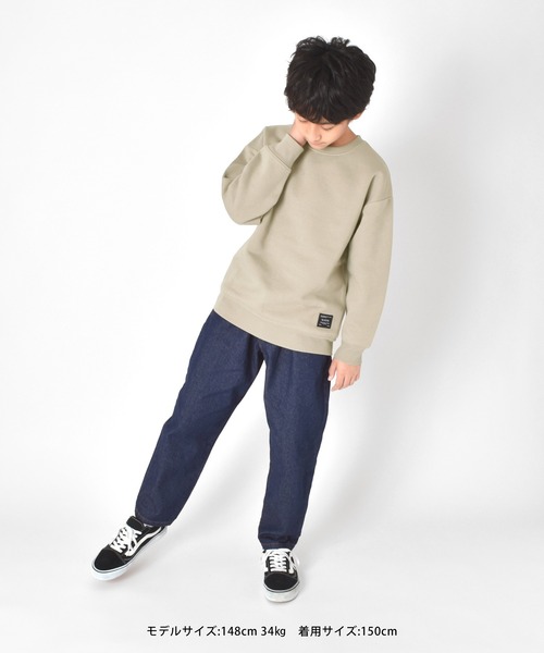 GLAZOS（グラソス）の「裏起毛・ドロップショルダーバックフォトプリントトレーナー（スウェット・キッズ・グリーン/ブラック/ベージュ・140cm/160cm/150cm/130cm/170cm）」の6枚目の写真