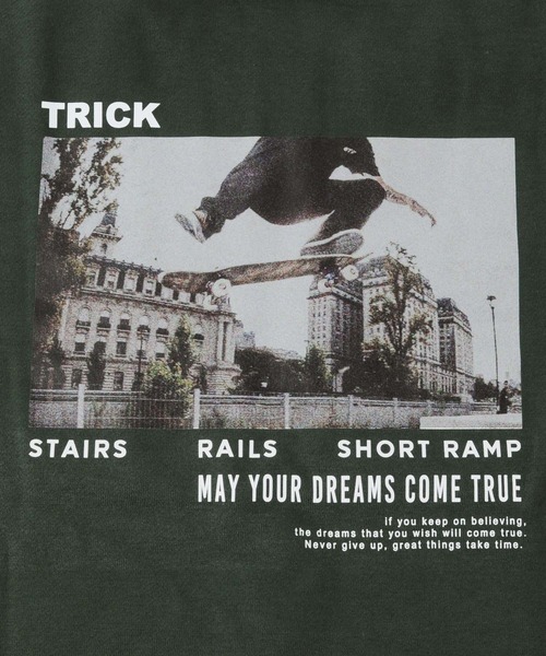 GLAZOS（グラソス）の「裏起毛・ドロップショルダーバックフォトプリントトレーナー（スウェット・キッズ・グリーン/ブラック/ベージュ・140cm/160cm/150cm/130cm/170cm）」の7枚目の写真