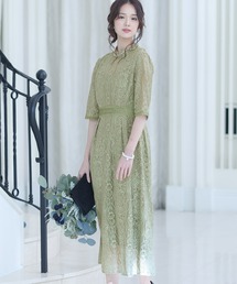 結婚式 刺繍レース 七分袖&ロング 大きいサイズ フォーマル オケージョンドレス お呼ばれ 二次会 成人式 同窓会 謝恩会 20代 30代