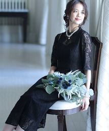 結婚式 刺繍レース 七分袖&ロング 大きいサイズ フォーマル オケージョンドレス お呼ばれ 二次会 成人式 同窓会 謝恩会 20代 30代