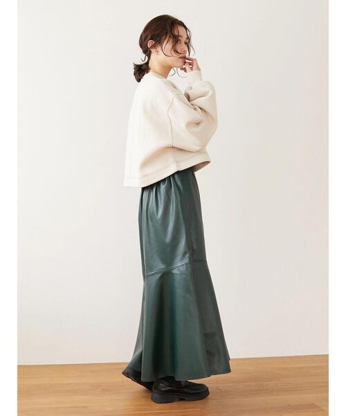 ELENCARE DUE（エレンカーレデュエ）の「・ELENCARE DUE 合皮マーメイドスカート＊（スカート・レディース・ブラック/ベージュ/グリーン/ボルドー・FREE）」の6枚目の写真
