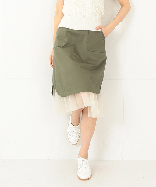 Ray BEAMS（レイビームス）の「Ray BEAMS / チュールレイヤー ミリタリースカート（スカート・レディース・オリーブ/ブルー・0/1）」の19枚目の写真