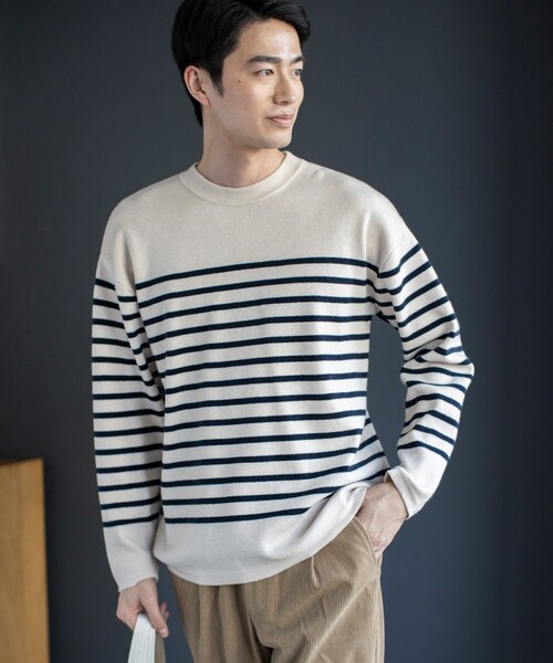 THE SHOP TK （ザ ショップ ティーケー ）の「◆ミラノリブ カラーニット（ニット/セーター・メンズ・ブルー/ベージュ系その他6/ブラック/ホワイト系5/グリーン/こしょう色系・02/04/03）」の4枚目の写真