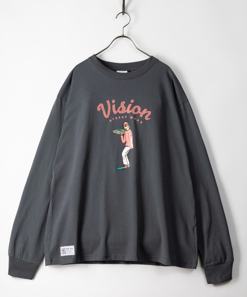 VISION STREET WEAR（ヴィジョンストリートウェア）の「【VISION STREET WEAR/ヴィジョンストリートウェア】スケーターガールフロッキープリントロンT/ビッグシルエット（Tシャツ/カットソー・メンズ・ホワイト/チャコールグレー/ブルー/ミント・M/L/XL）」の3枚目の写真