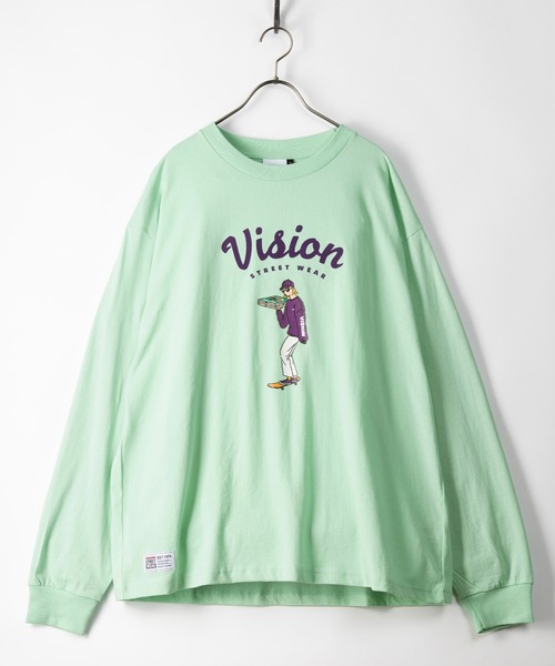 VISION STREET WEAR（ヴィジョンストリートウェア）の「【VISION STREET WEAR/ヴィジョンストリートウェア】スケーターガールフロッキープリントロンT/ビッグシルエット（Tシャツ/カットソー・メンズ・ホワイト/チャコールグレー/ブルー/ミント・M/L/XL）」の4枚目の写真