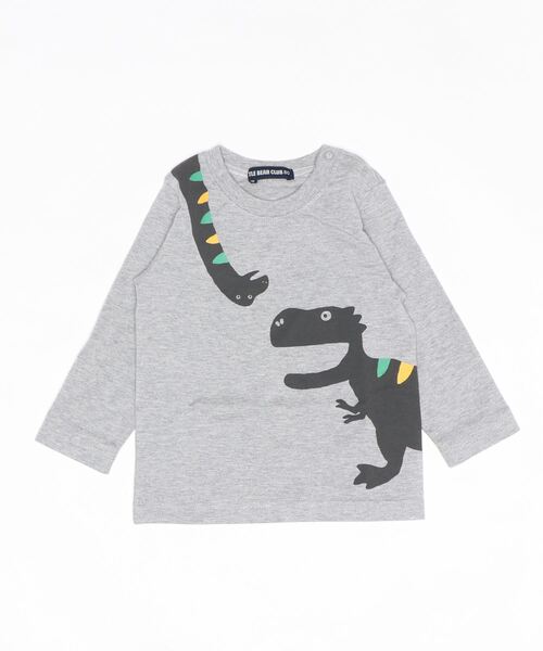 LB CLUB(エルビークラブ)の「恐竜プリントTシャツ(Tシャツ/カットソー・キッズ・グレー/ホワイト・90/80/110/130/120/100)」の2枚目の写真