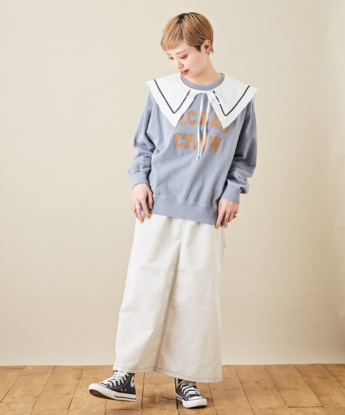 CUBE SUGAR（キューブシュガー）の「タイプライターウェービングテープセーラー付け襟（付け襟・レディース・ホワイト/ブラック・M）」の9枚目の写真