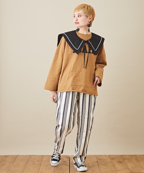 CUBE SUGAR（キューブシュガー）の「タイプライターウェービングテープセーラー付け襟（付け襟・レディース・ホワイト/ブラック・M）」の5枚目の写真