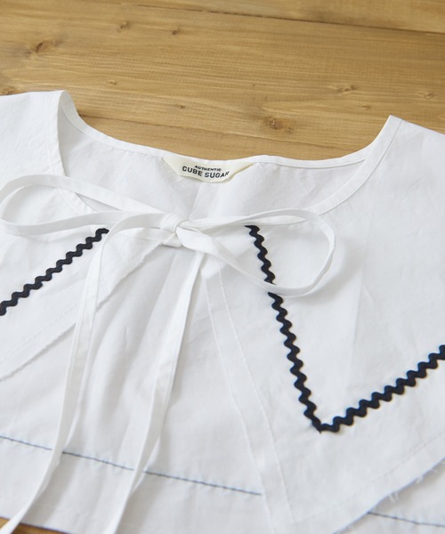 CUBE SUGAR（キューブシュガー）の「タイプライターウェービングテープセーラー付け襟（付け襟・レディース・ホワイト/ブラック・M）」の14枚目の写真