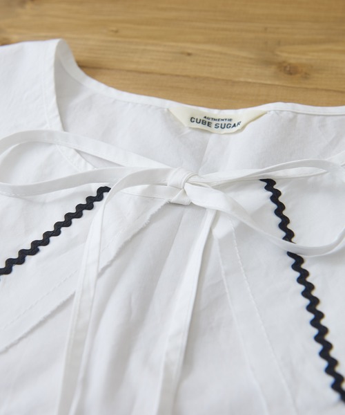 CUBE SUGAR（キューブシュガー）の「タイプライターウェービングテープセーラー付け襟（付け襟・レディース・ホワイト/ブラック・M）」の13枚目の写真
