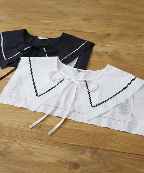 CUBE SUGAR（キューブシュガー）の「タイプライターウェービングテープセーラー付け襟（付け襟・レディース・ホワイト/ブラック・M）」の8枚目の写真