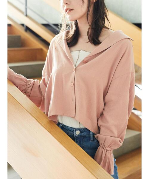 Areeam(アリーム)の「オープンカラーキャンディースリーブブラウス(シャツ/ブラウス・レディース・チェック/ピンク/ライトブルー・FREE)」の2枚目の写真