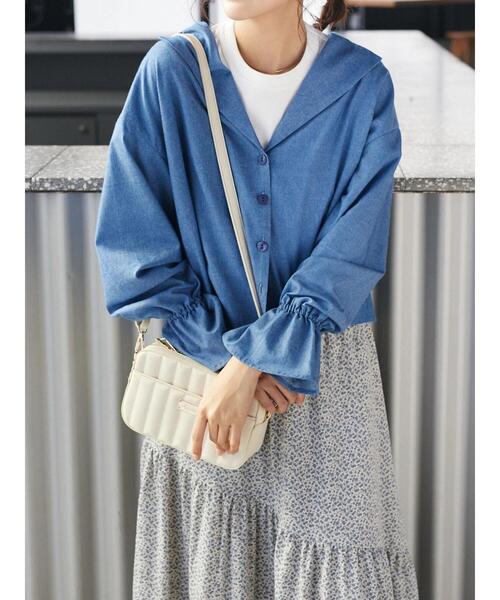 Areeam(アリーム)の「オープンカラーキャンディースリーブブラウス(シャツ/ブラウス・レディース・チェック/ピンク/ライトブルー・FREE)」の1枚目の写真