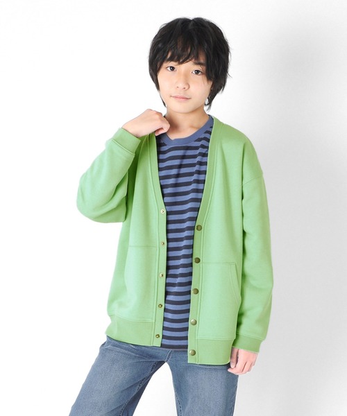 GLAZOS(グラソス)の「裏毛・カラーカーディガン(カーディガン/ボレロ・キッズ・オレンジ/ネイビー/ライトグリーン・150cm/140cm/130cm/160cm/170cm)」の1枚目の写真