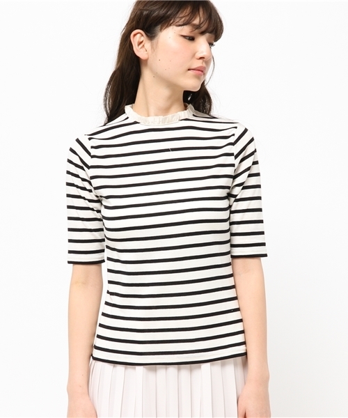 WEGO（ウィゴー）の「WEGO/スタンドフリルネックTシャツ（Tシャツ/カットソー・レディース・ホワイト/ホワイト系その他/ブラック系その他/サックスブルー・FREE）」の5枚目の写真