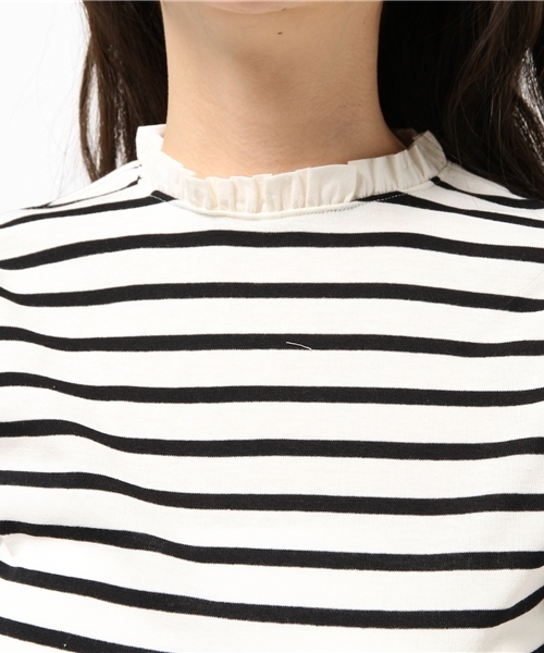 WEGO（ウィゴー）の「WEGO/スタンドフリルネックTシャツ（Tシャツ/カットソー・レディース・ホワイト/ホワイト系その他/ブラック系その他/サックスブルー・FREE）」の8枚目の写真