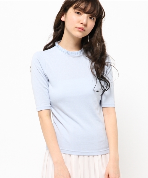 WEGO（ウィゴー）の「WEGO/スタンドフリルネックTシャツ（Tシャツ/カットソー・レディース・ホワイト/ホワイト系その他/ブラック系その他/サックスブルー・FREE）」の15枚目の写真