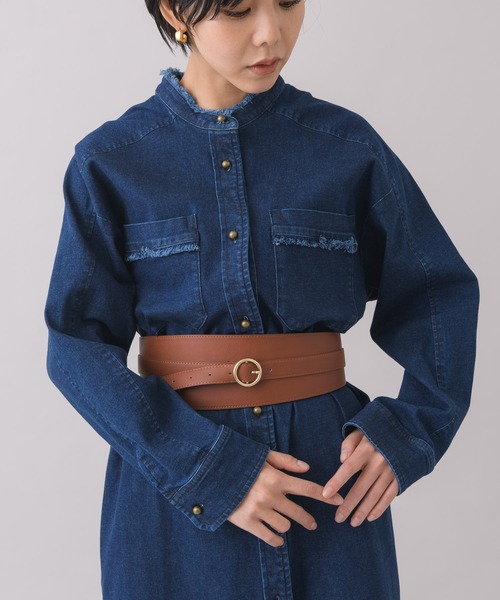 KATHARINE ROSS(キャサリンロス)の「【KATHARINE ROSS】ダブル巻きデザイン太ベルト 90mm幅 WEB限定(ベルト・レディース・ブラック/アイボリー/キャメル・MEDIUM)」の12枚目の写真