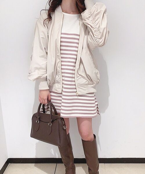 MAJESTIC LEGON（マジェスティックレゴン）の「サイドギャザーMA-1（MA-1・レディース・ブラック/アイボリー/カーキオリーブ・MEDIUM）」の8枚目の写真