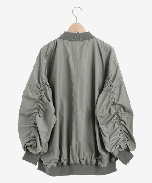 MAJESTIC LEGON（マジェスティックレゴン）の「サイドギャザーMA-1（MA-1・レディース・ブラック/アイボリー/カーキオリーブ・MEDIUM）」の4枚目の写真