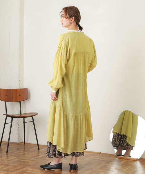 SENSE OF PLACE by URBAN RESEARCH（センスオブプレイスバイアーバンリサーチ）の「ヨウリュウティアードワンピース（ワンピース・レディース・オフホワイト/イエロー/ブラック・ONE）」の13枚目の写真