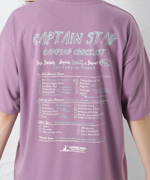 Mac-House（マックハウス）の「CAPTAIN STAG キャプテンスタッグ 持ち物リストプリントTシャツ（Tシャツ/カットソー・レディース・パープル/ホワイト・フリー）」の13枚目の写真