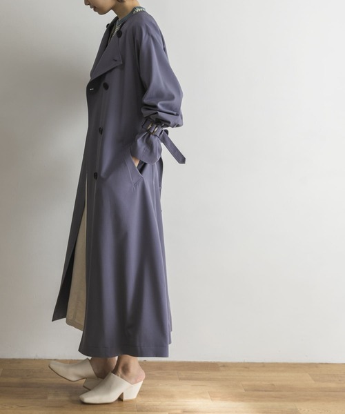 URBAN RESEARCH(アーバンリサーチ)の「ノーカラーロングトレンチコート(トレンチコート・レディース・ブルー系その他/ベージュ・36/38)」の7枚目の写真