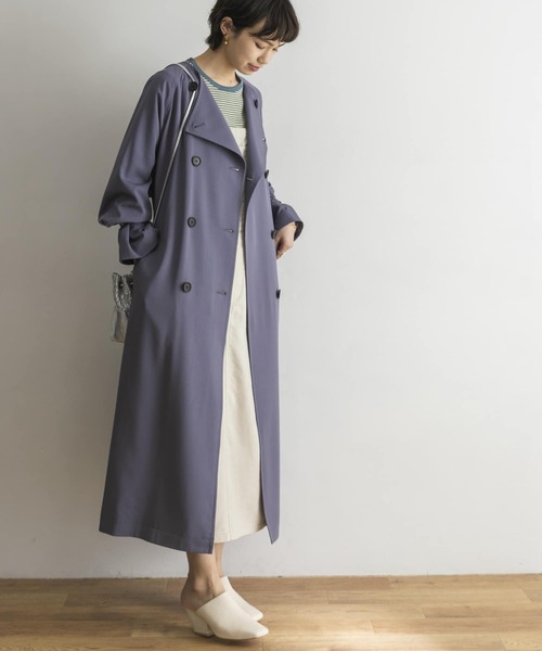 URBAN RESEARCH(アーバンリサーチ)の「ノーカラーロングトレンチコート(トレンチコート・レディース・ブルー系その他/ベージュ・36/38)」の10枚目の写真
