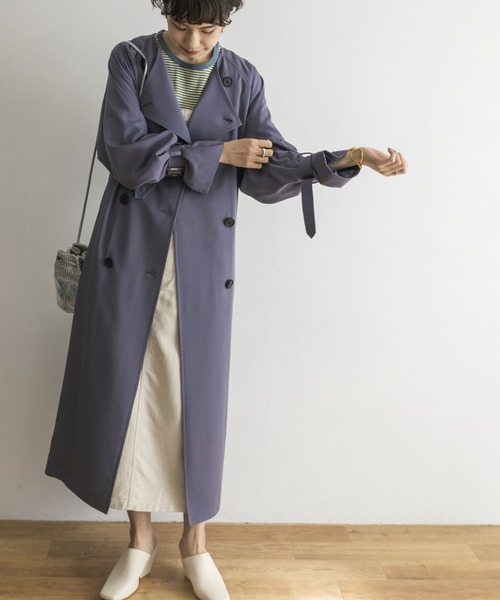 URBAN RESEARCH(アーバンリサーチ)の「ノーカラーロングトレンチコート(トレンチコート・レディース・ブルー系その他/ベージュ・36/38)」の11枚目の写真