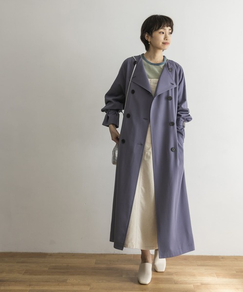 URBAN RESEARCH(アーバンリサーチ)の「ノーカラーロングトレンチコート(トレンチコート・レディース・ブルー系その他/ベージュ・36/38)」の14枚目の写真