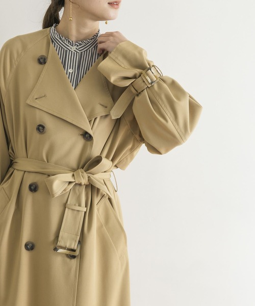 URBAN RESEARCH(アーバンリサーチ)の「ノーカラーロングトレンチコート(トレンチコート・レディース・ブルー系その他/ベージュ・36/38)」の17枚目の写真