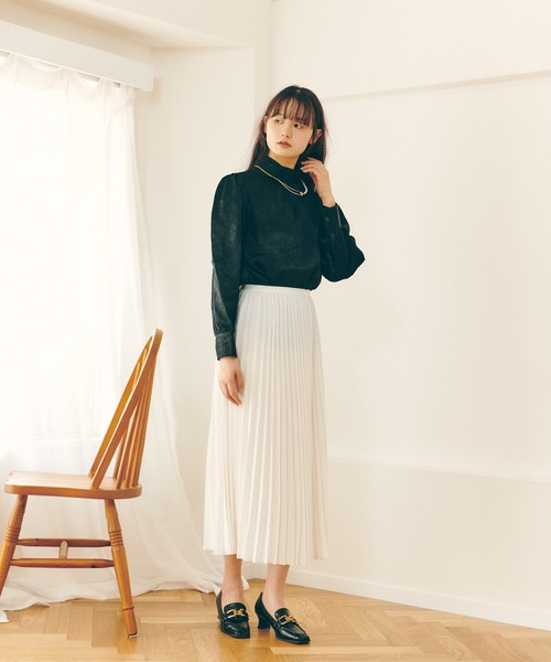 Lamoa（ラモア）の「Lamoa/スプリングカラー プリーツ スカート（スカート・レディース・ホワイト/ブラック/ダークグリーン/ネイビー/ブラウン/ターコイズブルー/ブルー/グリーン/ライトグリーン/アイボリー・FREE）」の11枚目の写真