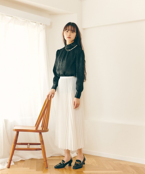 Lamoa（ラモア）の「Lamoa/スプリングカラー プリーツ スカート（スカート・レディース・ホワイト/ブラック/ダークグリーン/ネイビー/ブラウン/ターコイズブルー/ブルー/グリーン/ライトグリーン/アイボリー・FREE）」の15枚目の写真