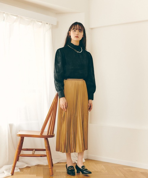 Lamoa（ラモア）の「Lamoa/スプリングカラー プリーツ スカート（スカート・レディース・ホワイト/ブラック/ダークグリーン/ネイビー/ブラウン/ターコイズブルー/ブルー/グリーン/ライトグリーン/アイボリー・FREE）」の16枚目の写真