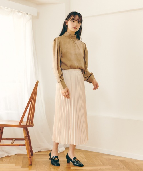 Lamoa（ラモア）の「Lamoa/スプリングカラー プリーツ スカート（スカート・レディース・ホワイト/ブラック/ダークグリーン/ネイビー/ブラウン/ターコイズブルー/ブルー/グリーン/ライトグリーン/アイボリー・FREE）」の17枚目の写真