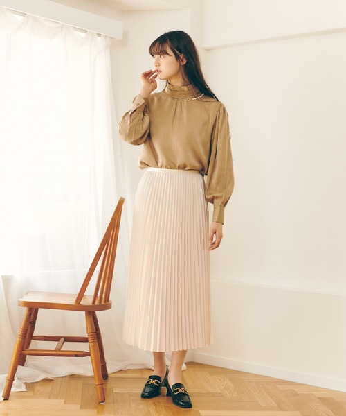 Lamoa（ラモア）の「Lamoa/スプリングカラー プリーツ スカート（スカート・レディース・ホワイト/ブラック/ダークグリーン/ネイビー/ブラウン/ターコイズブルー/ブルー/グリーン/ライトグリーン/アイボリー・FREE）」の18枚目の写真