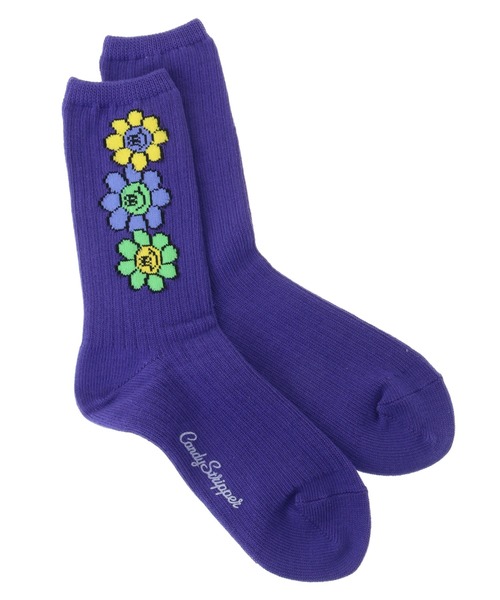 Candy Stripper（キャンディストリッパー）の「FUNNY SMILY RIB ソックス（ソックス/靴下・レディース・オフホワイト/ブラック/パープル・FREE）」の3枚目の写真