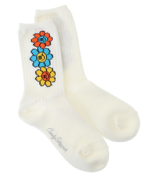 Candy Stripper（キャンディストリッパー）の「FUNNY SMILY RIB ソックス（ソックス/靴下・レディース・オフホワイト/ブラック/パープル・FREE）」の2枚目の写真