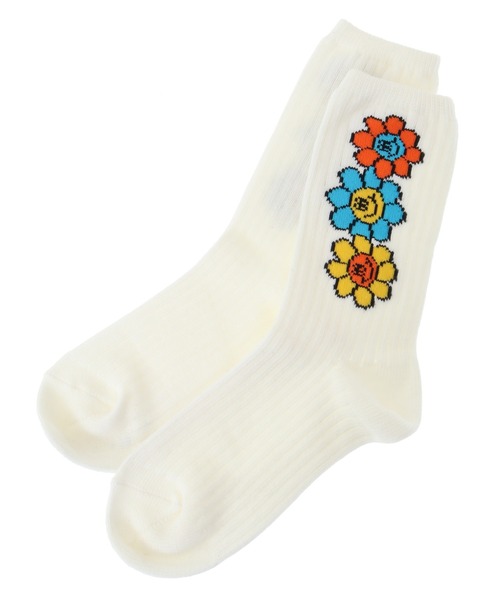 Candy Stripper（キャンディストリッパー）の「FUNNY SMILY RIB ソックス（ソックス/靴下・レディース・オフホワイト/ブラック/パープル・FREE）」の4枚目の写真