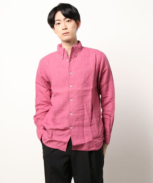 PAZZO(パッゾ)の「【PAZZO】 ポルトガルリネン×フレンチリネン 長袖シャツ(シャツ/ブラウス・メンズ・ピンク/インディゴブルー/マスタード/ホワイト系1/サックスブルー系/ブルー系/オレンジ系・48/50/46/44)」の6枚目の写真