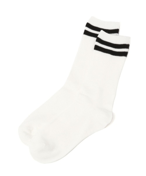 LEPSIM（レプシィム）の「ラインソックス　266312（ソックス/靴下・レディース・ホワイト/アイボリー/グレー・ONE SIZE）」の2枚目の写真