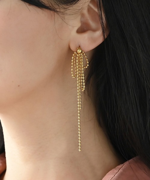 colleca la（コレカラ）の「[stainless]ステンレス・ボールチェーンリボンピアス〈金属アレルギー対応〉（ピアス（両耳用）・レディース・シルバー/ゴールド・ﾌﾘ-）」の8枚目の写真