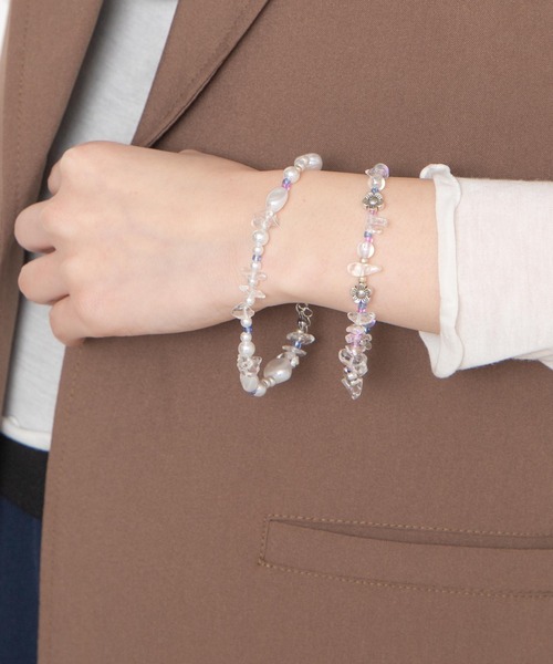 WEGO(ウィゴー)の「WEGO/【2点セット】ストーンブレス(ブレスレット・レディース・その他1/ブラック/ホワイト・FREE)」の3枚目の写真