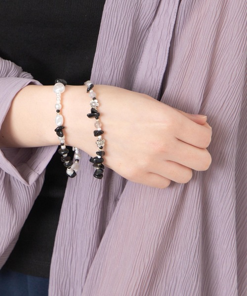 WEGO(ウィゴー)の「WEGO/【2点セット】ストーンブレス(ブレスレット・レディース・その他1/ブラック/ホワイト・FREE)」の6枚目の写真