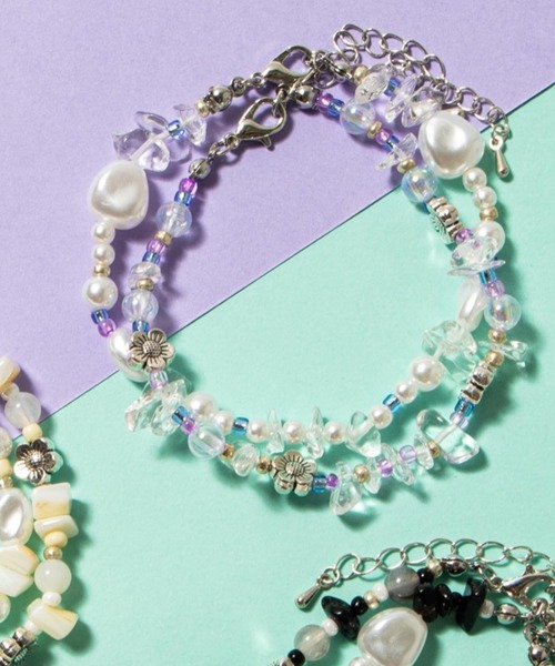 WEGO(ウィゴー)の「WEGO/【2点セット】ストーンブレス(ブレスレット・レディース・その他1/ブラック/ホワイト・FREE)」の7枚目の写真