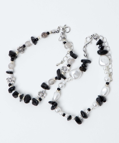 WEGO(ウィゴー)の「WEGO/【2点セット】ストーンブレス(ブレスレット・レディース・その他1/ブラック/ホワイト・FREE)」の9枚目の写真