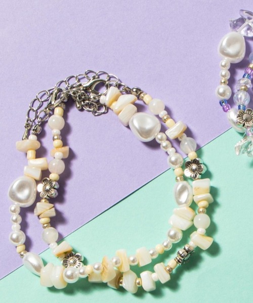 WEGO(ウィゴー)の「WEGO/【2点セット】ストーンブレス(ブレスレット・レディース・その他1/ブラック/ホワイト・FREE)」の5枚目の写真