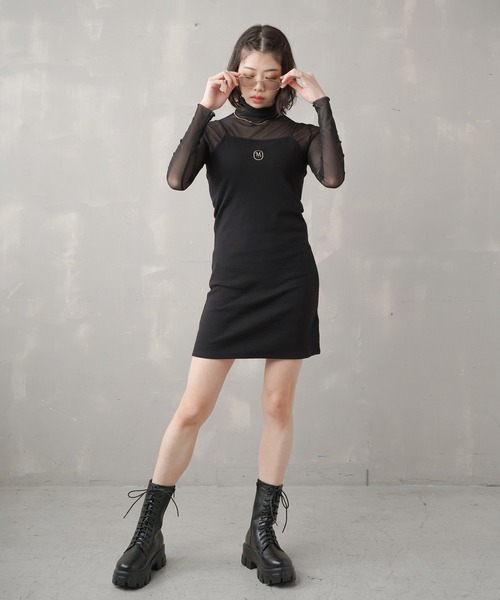 SPINNS（スピンズ）の「ワンポイントキャミミニワンピース（ワンピース・レディース・ブラック/チャコール/ラベンダー・ONESIZE）」の8枚目の写真