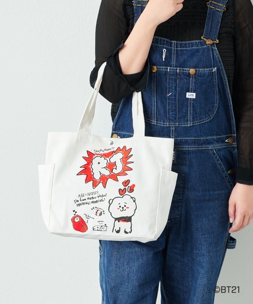 BT21（ビーティーイシビル）の「【BT21】 帆布トートバッグ（トートバッグ・レディース・レッド/ブラウン/ホワイト/イエロー/パープル/ピンク/スカイブルー・FREE）」の11枚目の写真